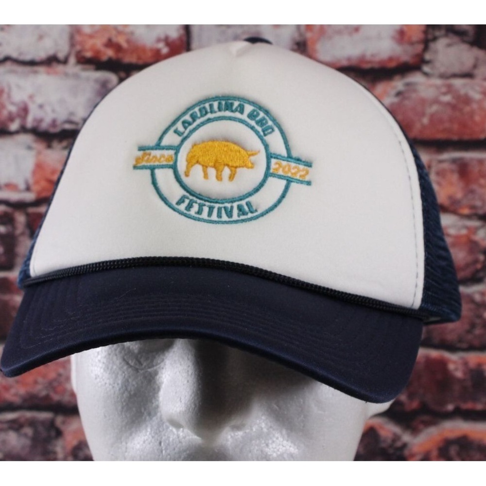 Carolina BBQ Festival 2022 Trucker Hat Navy & White Mesh Snapback